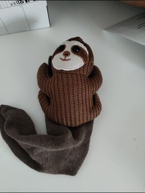 Plush Sloth Knit Hosiery Accessory in Brown
